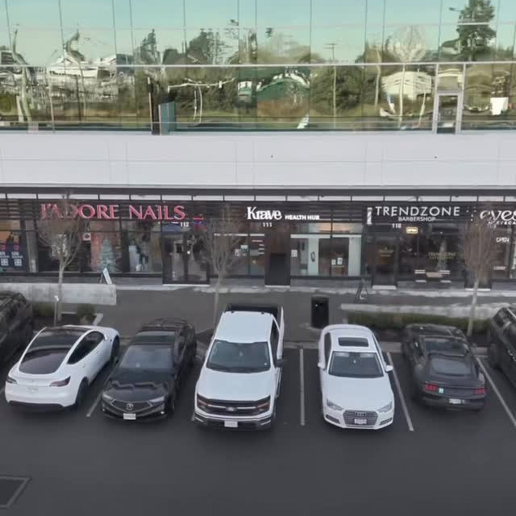 Aerial view of the Krave Health Hub storefront in South Surrey — new ownership announcement
